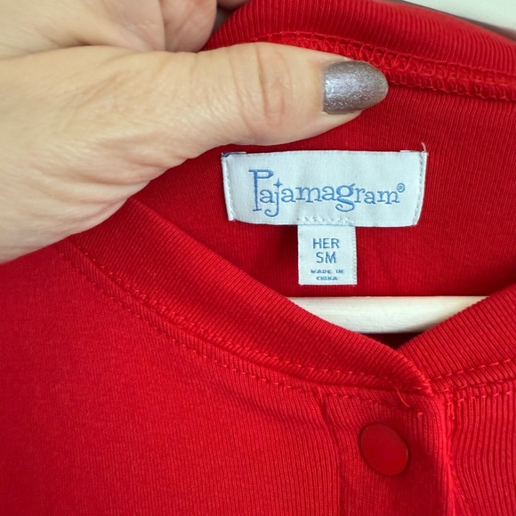 PajamaGram Footie Pajama Women Small Red Cotton Drop Seat One Piece Onesie - Picture 3 of 10